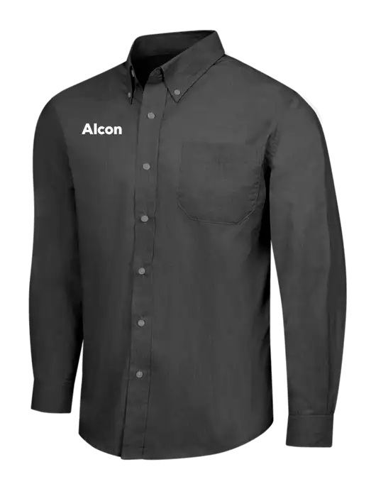 Soft Black Crosshatch Easy Care Shirt w/Alcon Logo