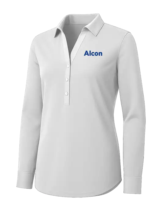 Womens White City Stretch Shirt w/Alcon Logo