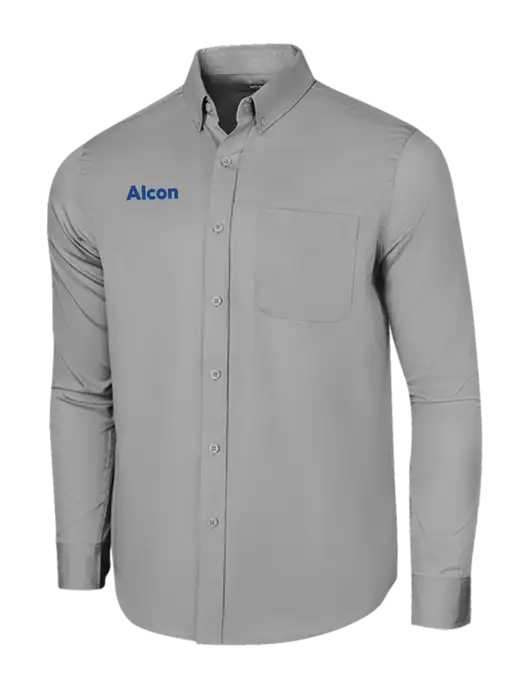 Long Sleeve Light Grey Superpro React Twill Shirt w/Alcon Logo