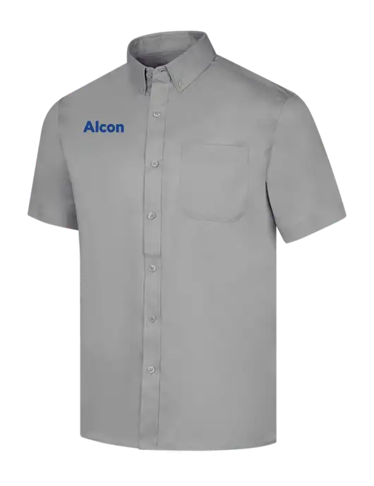 Short Sleeve Light Grey Superpro React Twill Shirt w/Alcon Logo
