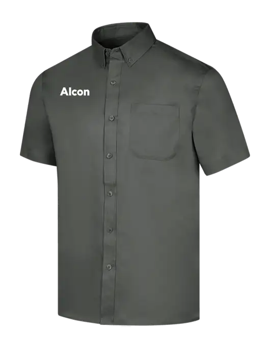Short Sleeve Dark Grey Superpro React Twill Shirt w/Alcon Logo