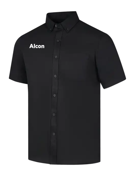 Short Sleeve Deep Black Superpro React Twill Shirt w/Alcon Logo