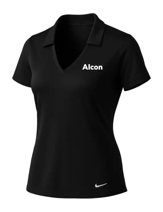 NIKE Black Womens Dri-Fit Vertical Mesh Polo w/Alcon Logo