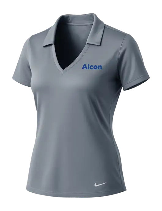 NIKE Medium Grey Womens Dri-Fit Vertical Mesh Polo w/Alcon Logo