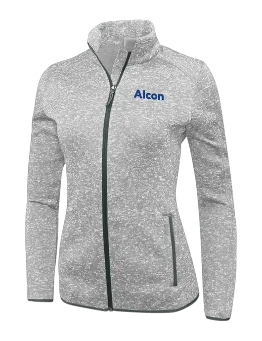Grey Heather Womens Sweater Fleece Jacket w/Alcon Logo