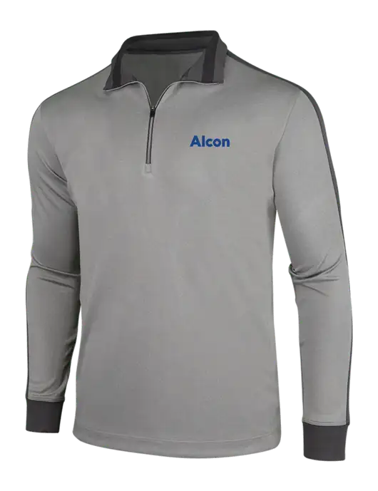 NIKE Athletic Grey/Heather Dark Grey Dry-Fit 1/2 Zip Cover-Up w/Alcon Logo