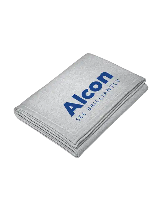 Core Light Grey Heather Fleece Sweatshirt Blanket w/Alcon Logo