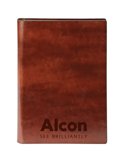 Fabrizio Brown 7 x 9.625 Padfolio & Notepad w/Alcon Logo