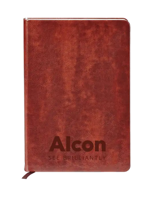 Fabrizio Brown Hard Cover 5.75 x 8.3 Journal w/Alcon Logo