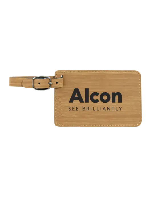 Bamboo Leatherette Luggage Tag w/Alcon Logo