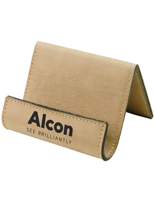 Tan Leatherette Card & Phone Holder w/Alcon Logo