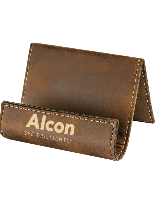Rustic Leatherette Card & Phone Holder w/Alcon Logo