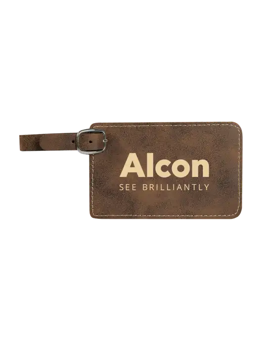 Rustic Leatherette Luggage Tag w/Alcon Logo