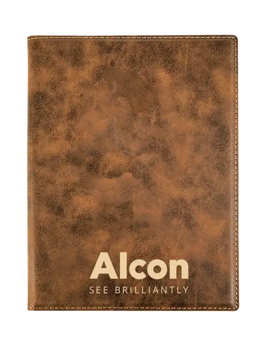 Rustic Leatherette 7 x 9 Portfolio with Notepad w/Alcon Logo