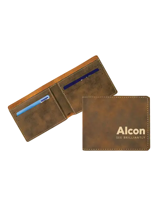 Rustic Leatherette Bifold Wallet w/Alcon Logo
