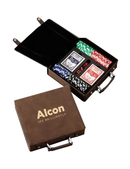 Rustic Leatherette 100 Chip Poker Set w/Alcon Logo