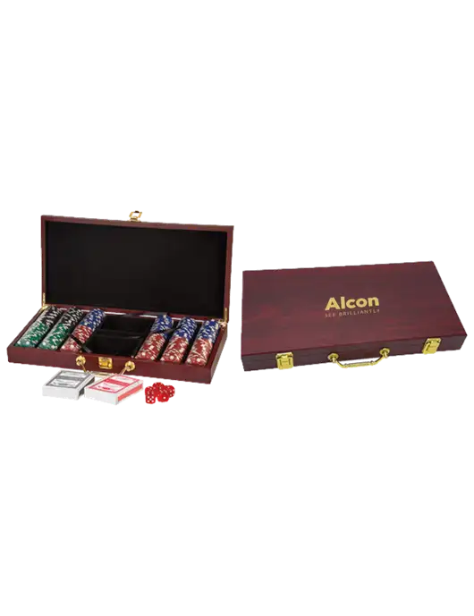Rosewood Poker Set, 300 Chips w/Alcon Logo