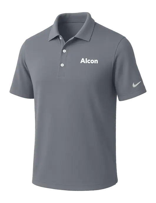 NIKE Medium Grey Dri-Fit Micro Pique Polo w/Alcon Logo