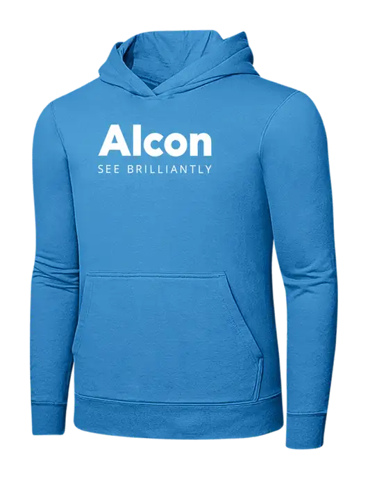 Light Aqua Blue 7.8 oz Ring Spun Hooded Sweatshirt w/Alcon Logo