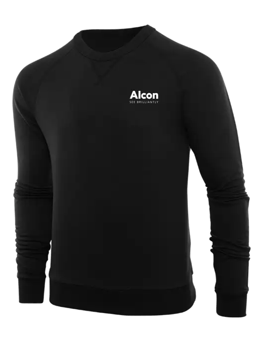 Allmade Deep Black Organic French Terry Crewneck Sweatshirt w/Alcon Logo
