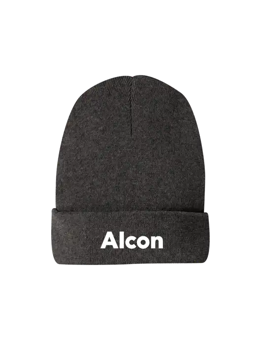 Recycled Charcoal Heather Beanie w/Alcon Logo