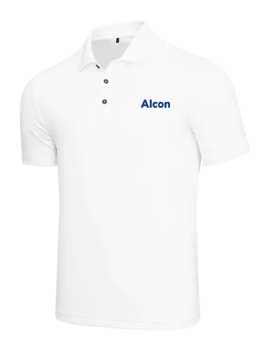 Adidas White  Performance Polo w/Alcon Logo