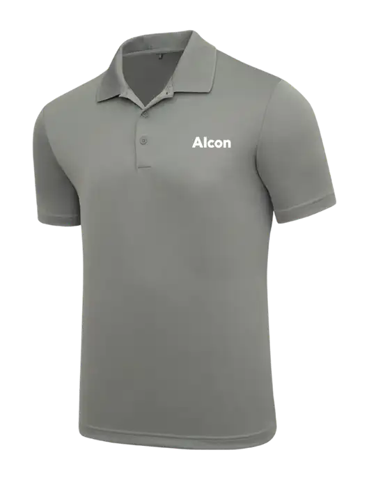 Adidas Medium Grey Performance Polo w/Alcon Logo