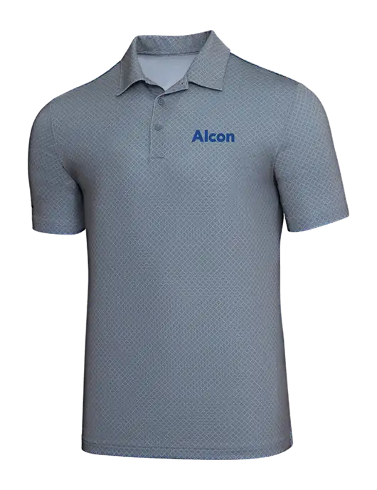 Adidas Light Grey Three Diamond Dot Print Polo w/Alcon Logo