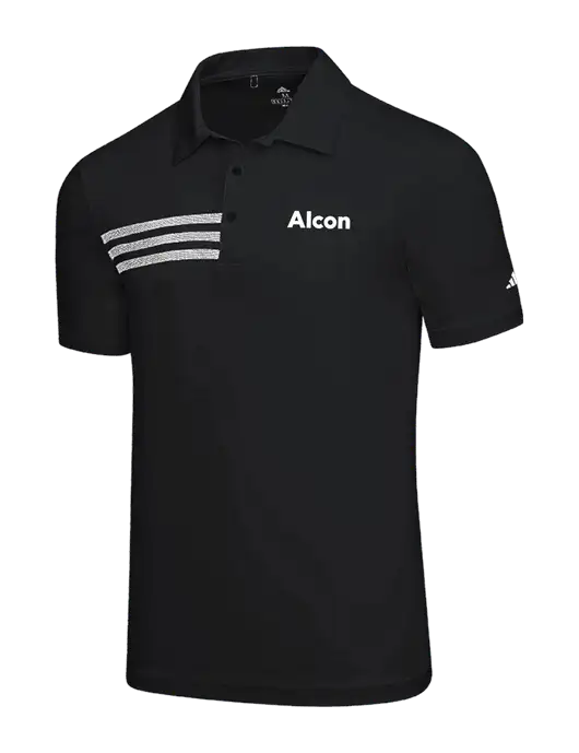 Adidas Black 3 Stripes Chest Polo w/Alcon Logo