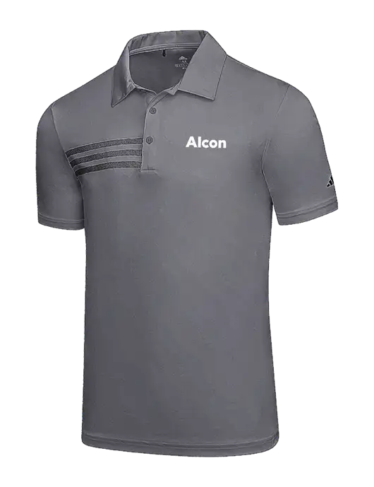 Adidas Medium Grey 3 Stripes Chest Polo w/Alcon Logo