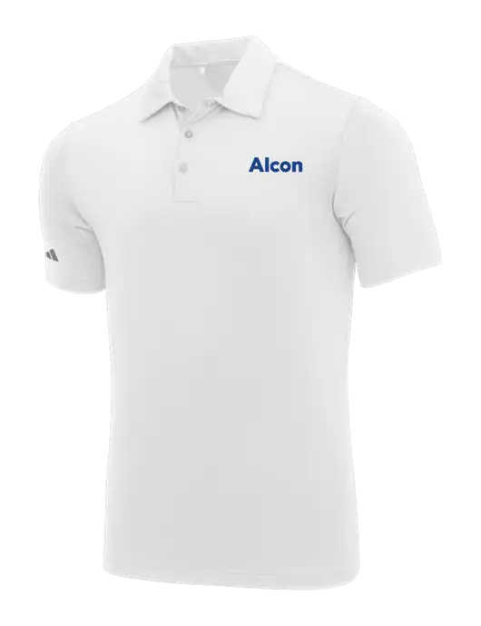 Adidas White Ultimate Solid Polo w/Alcon Logo