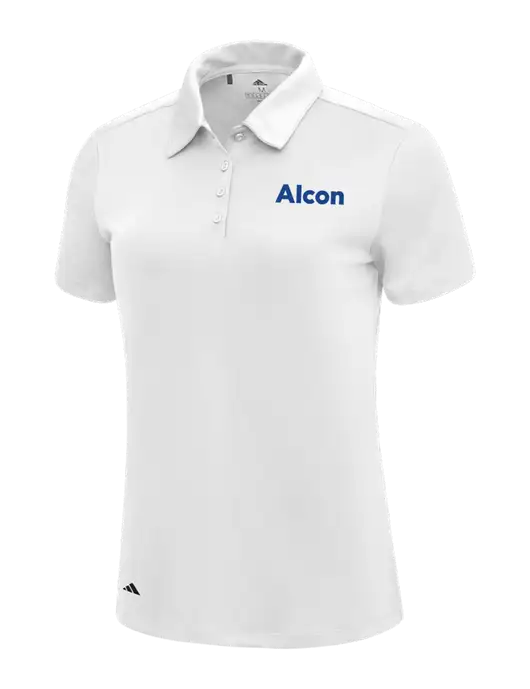 Adidas White Womens Ultimate Solid Polo w/Alcon Logo