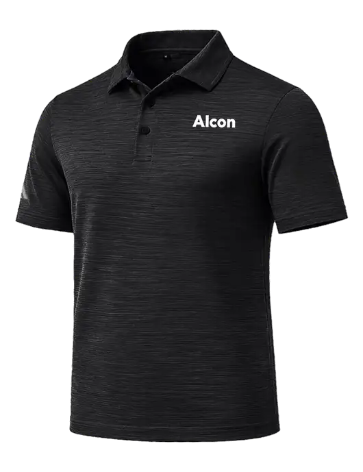 Adidas Black Textured Stripe Polo w/Alcon Logo