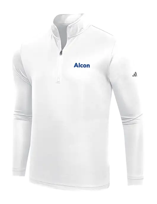 Adidas White  Lightweight Quarter Zip Pullover w/Alcon Logo