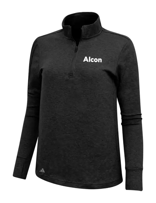 Adidas Black Melange Womens 3 Stripes Quarter Zip Sweater w/Alcon Logo