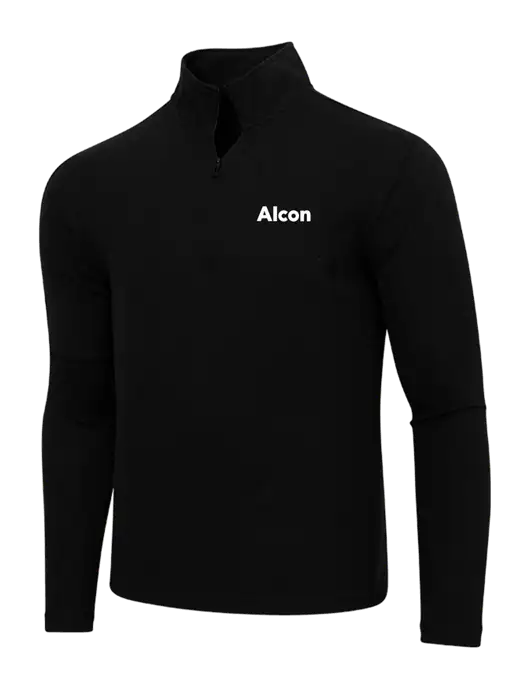 Adidas  Black Melange 3 Stripes Quarter Zip Sweater w/Alcon Logo