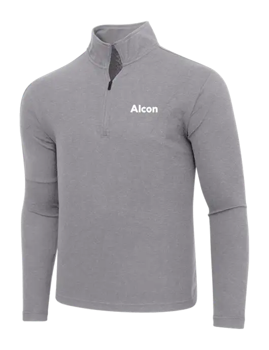 Adidas Medium Grey Melange 3 Stripes Quarter Zip Sweater w/Alcon Logo