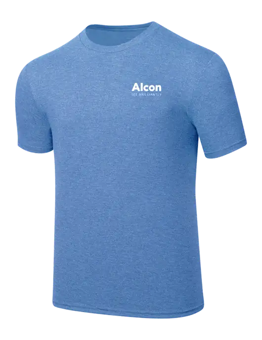 Simply Soft Carolina Blue Frost 4.5oz  Poly/Combed Ring Spun Cotton T-Shirt w/Alcon Logo