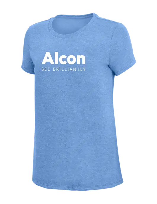 Womens Simply Soft Maritime Frost 4.5oz Poly/Combed Ring Spun Cotton T-Shirt
 w/Alcon Logo