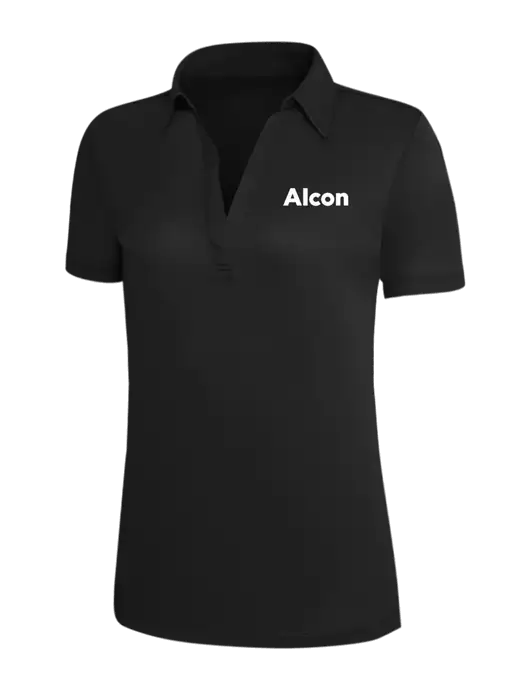 Black Silk Touch Womens Performance Polo w/Alcon Logo