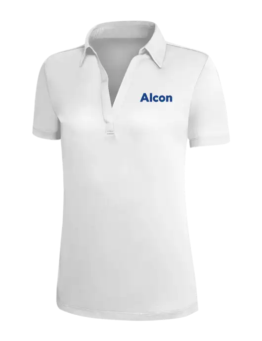 White Silk Touch Womens Performance Polo w/Alcon Logo