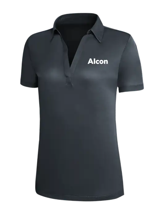 Dark Grey Silk Touch Womens Performance Polo w/Alcon Logo