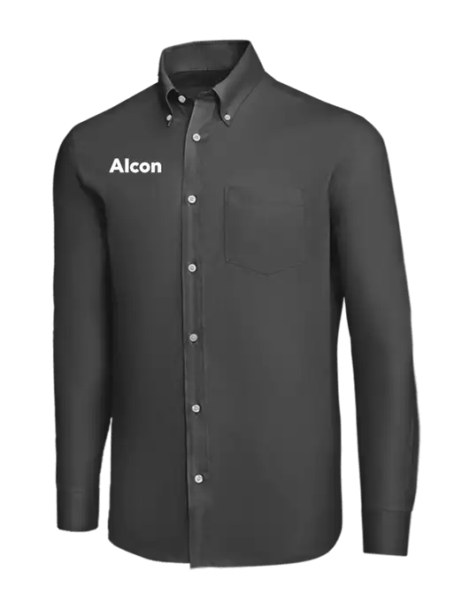 Brooks Brothers Dark Grey Wrinkle-Free Stretch Nailhead Shirt w/Alcon Logo