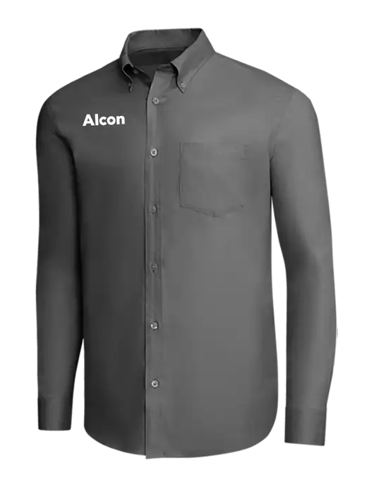 Brooks Brothers Dark Grey Wrinkle-Free Stretch Pinpoint Shirt w/Alcon Logo