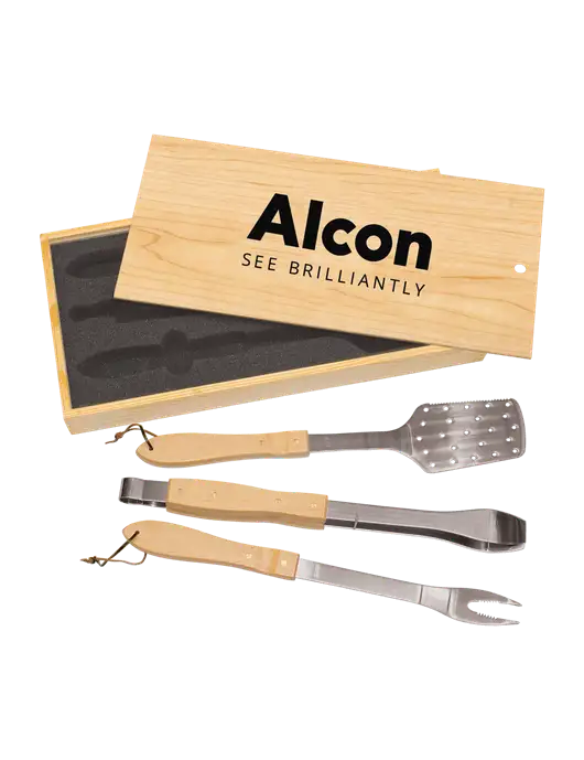 Wood BBQ Gift Set w/Alcon Logo