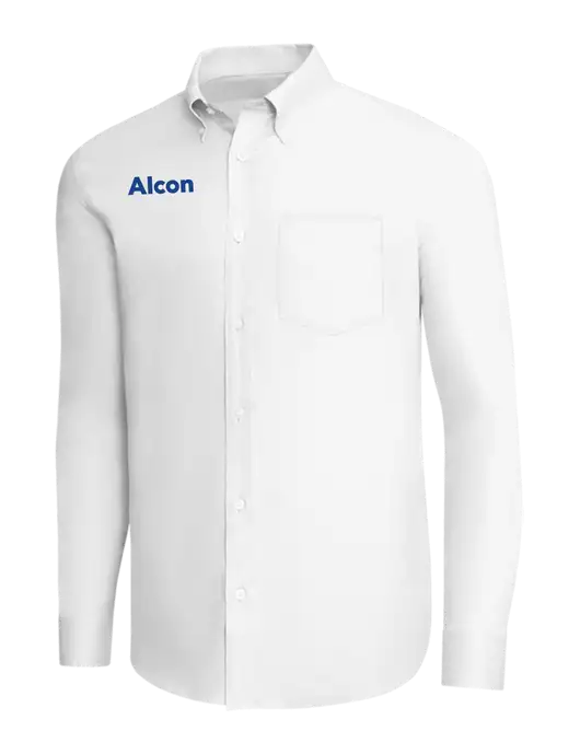 Brooks Brothers White Wrinkle-Free Stretch Pinpoint Shirt w/Alcon Logo