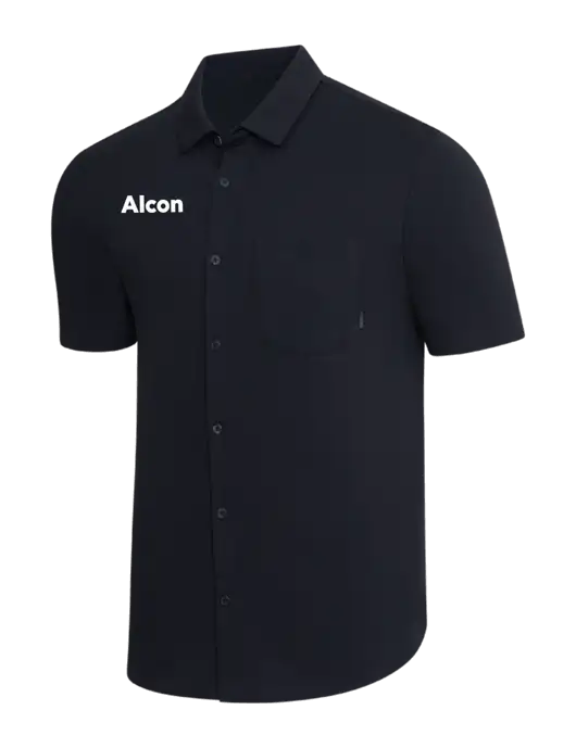 OGIO Black Extend Short Sleeve Button Up Shirt w/Alcon Logo