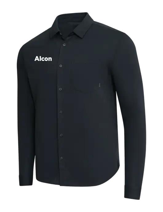 OGIO Black Extend Long Sleeve Button Up Shirt w/Alcon Logo