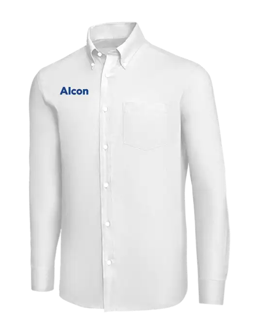 Brooks Brothers White Wrinkle-Free Stretch Nailhead Shirt w/Alcon Logo
