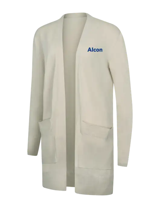 Mercer+Mettle Womens Ivory Open Front Cardigan Sweater w/Alcon Logo
